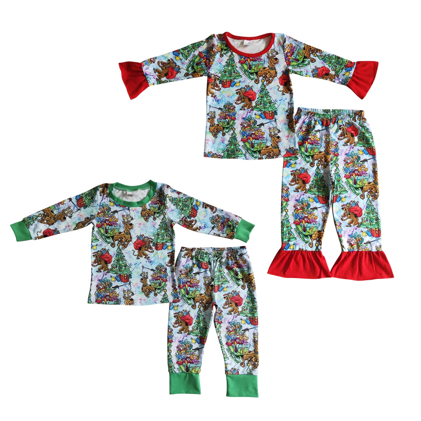 Baby Sibling Sleep Wear Christmas Cartoon Dog Pajama Set