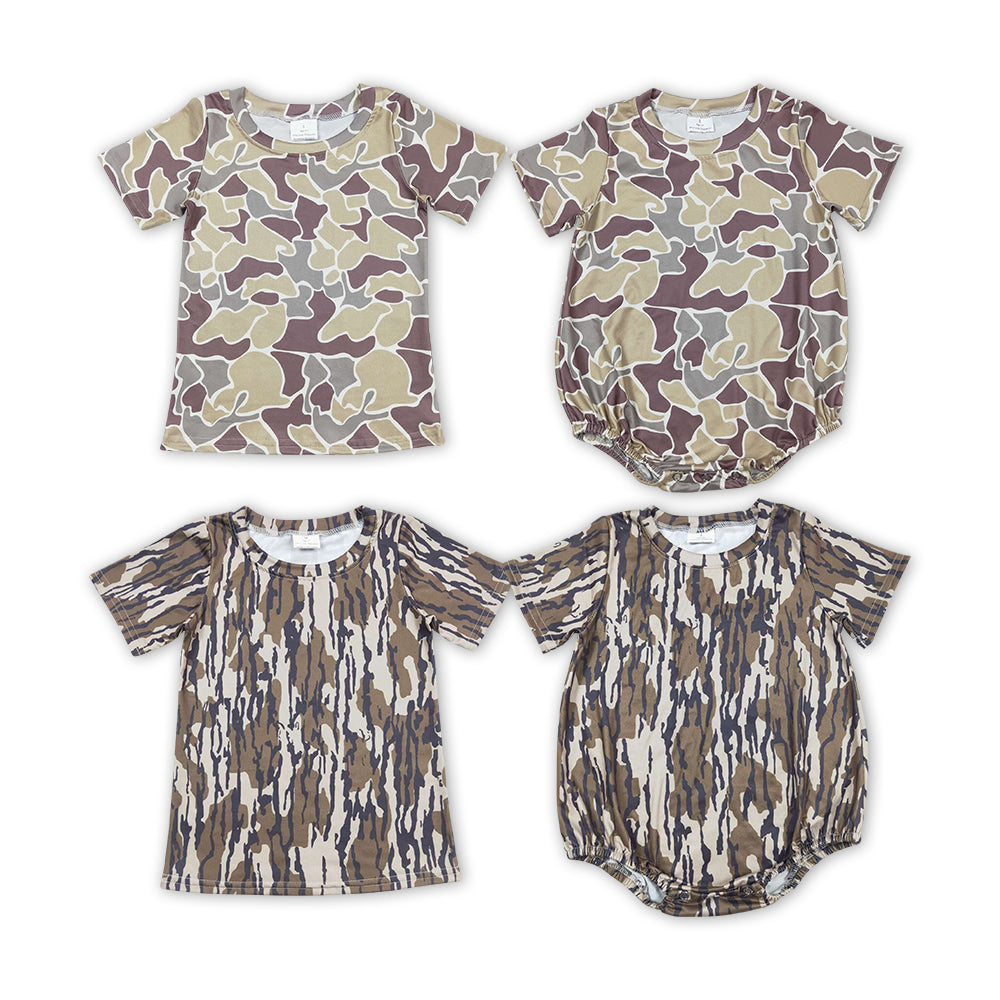 Baby Boys Camo Short Sleeve Tee Shirts Tops Rompers Brother Styles