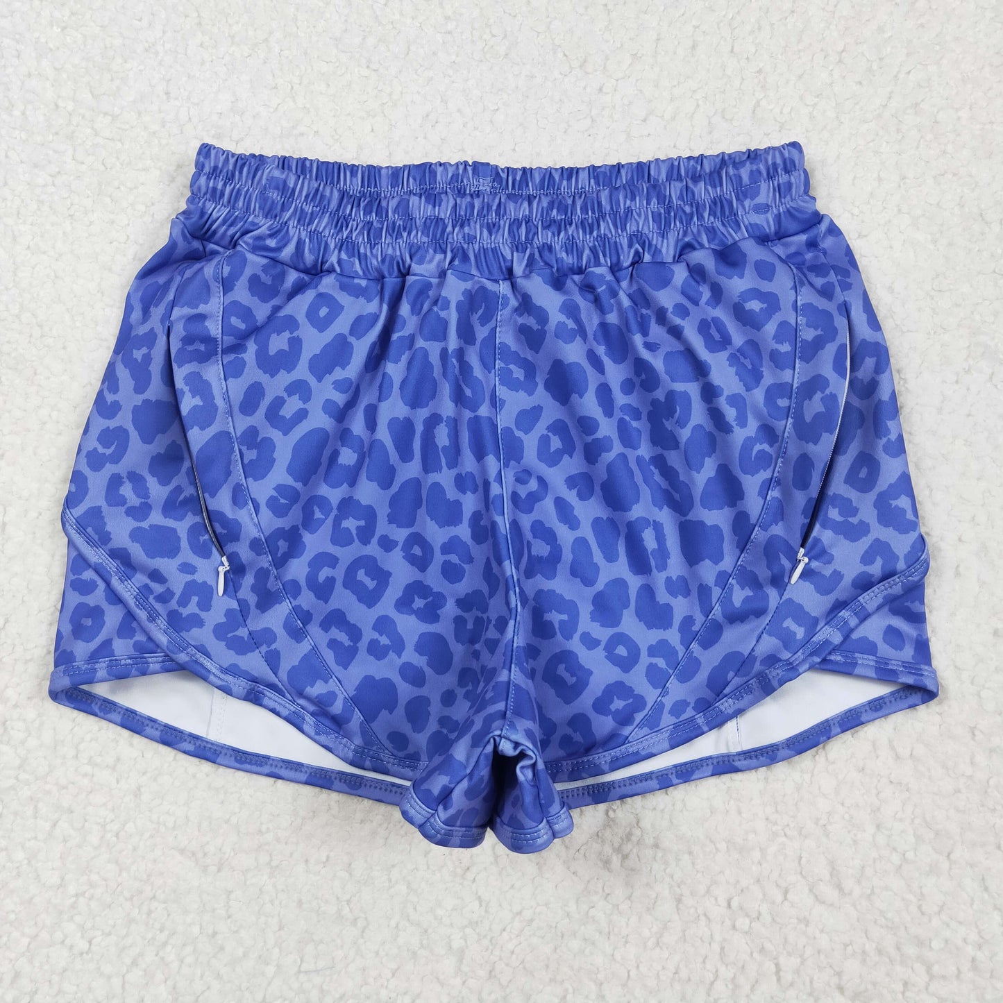 Mommy and Me Active Summer Wear Blue Lepoard Yoga Shorts