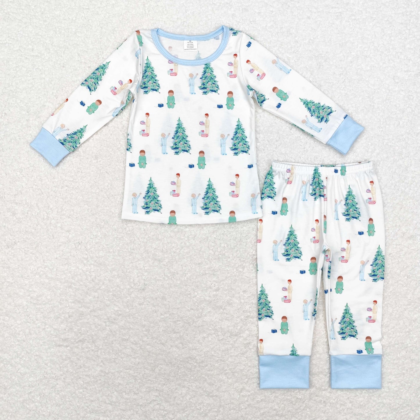 Toddler Baby Boys Christmas Tree Long Sleeve Bamboo Pajama Set