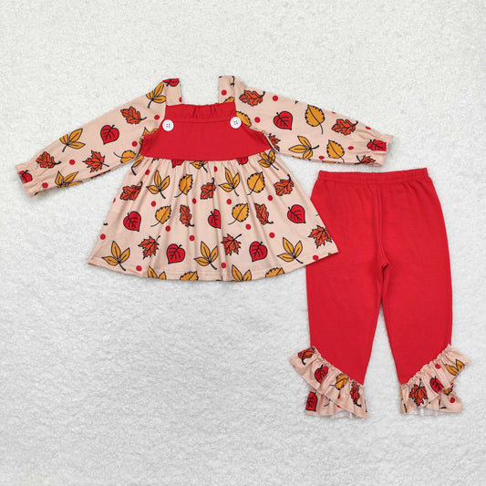 Baby Girls Fall Leaves Tunic Ruffle Pants Outfit