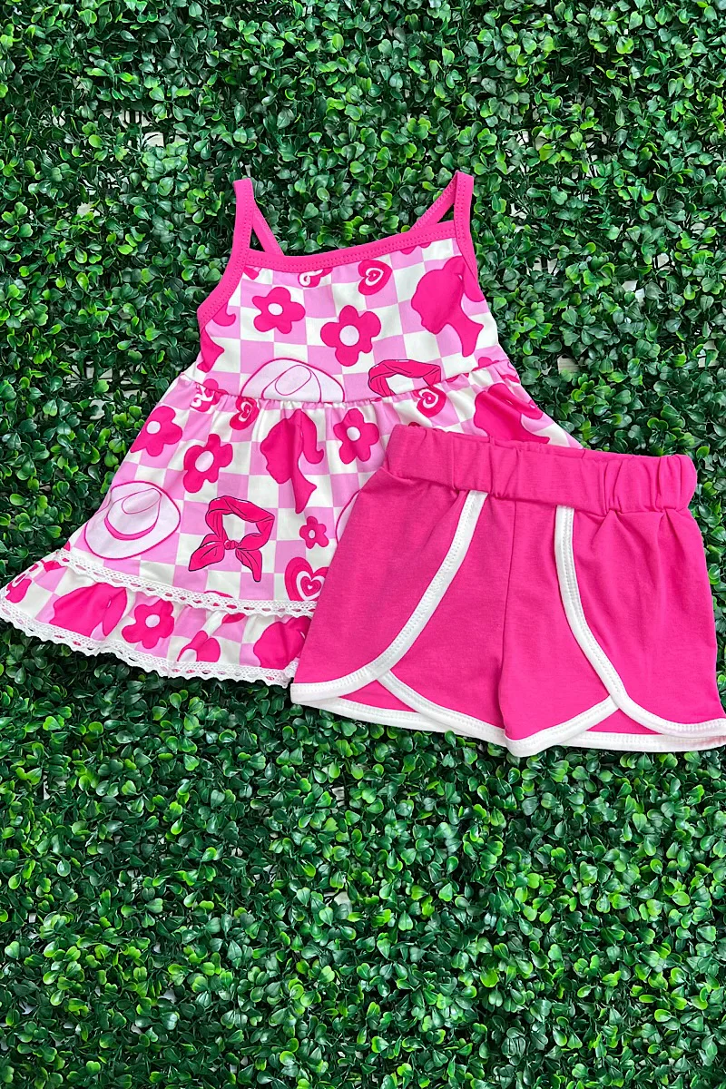 Kids Girls Hot Pink Shorts Set Pre-order 3 MOQ