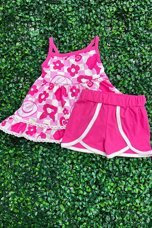 Kids Girls Hot Pink Shorts Set Pre-order 3 MOQ