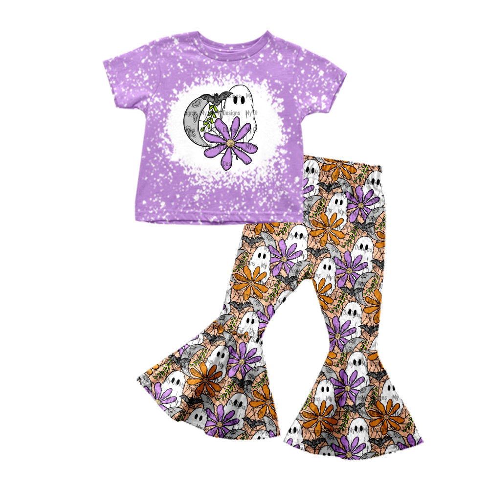 Kids Girls Halloween Ghost Bell Bottom Pants Set 3 MOQ Pre-order