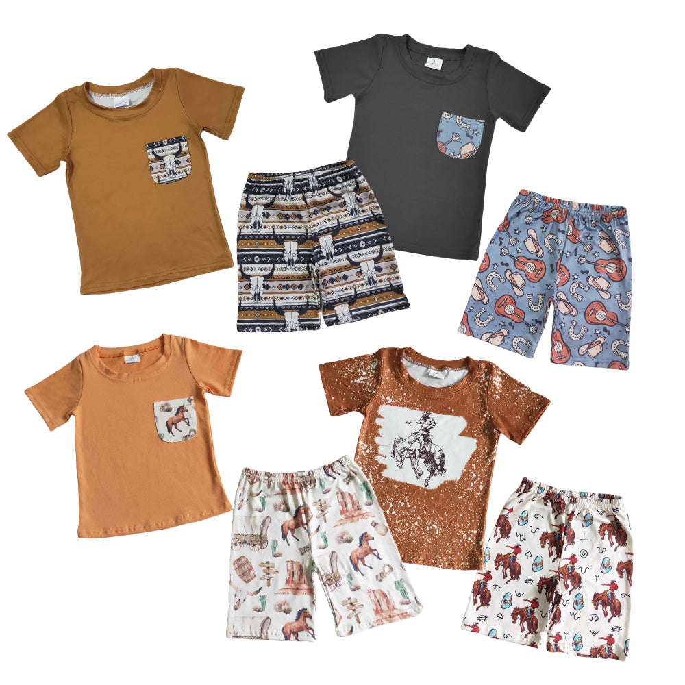 Summer Cowboys Western Short Sleeve Top Shorts Outfit Sibling