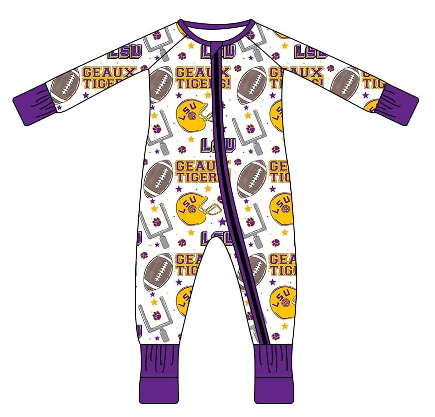 Baby Boys Sport Team LSU Long Sleeve Romper Preorder 3 MOQ