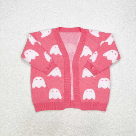 Kids Girls Halloween Ghost Cute Pink Coat Sweater