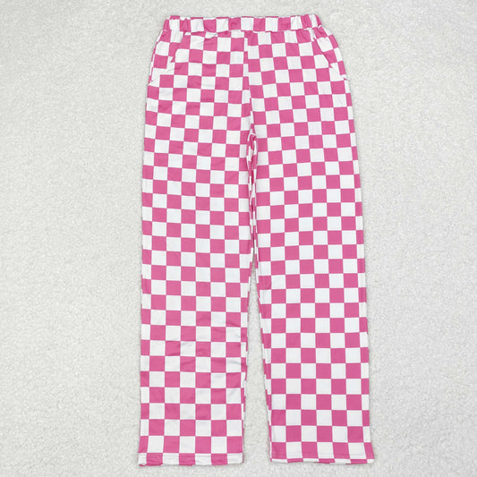 Adult Women Pink Checked Pants