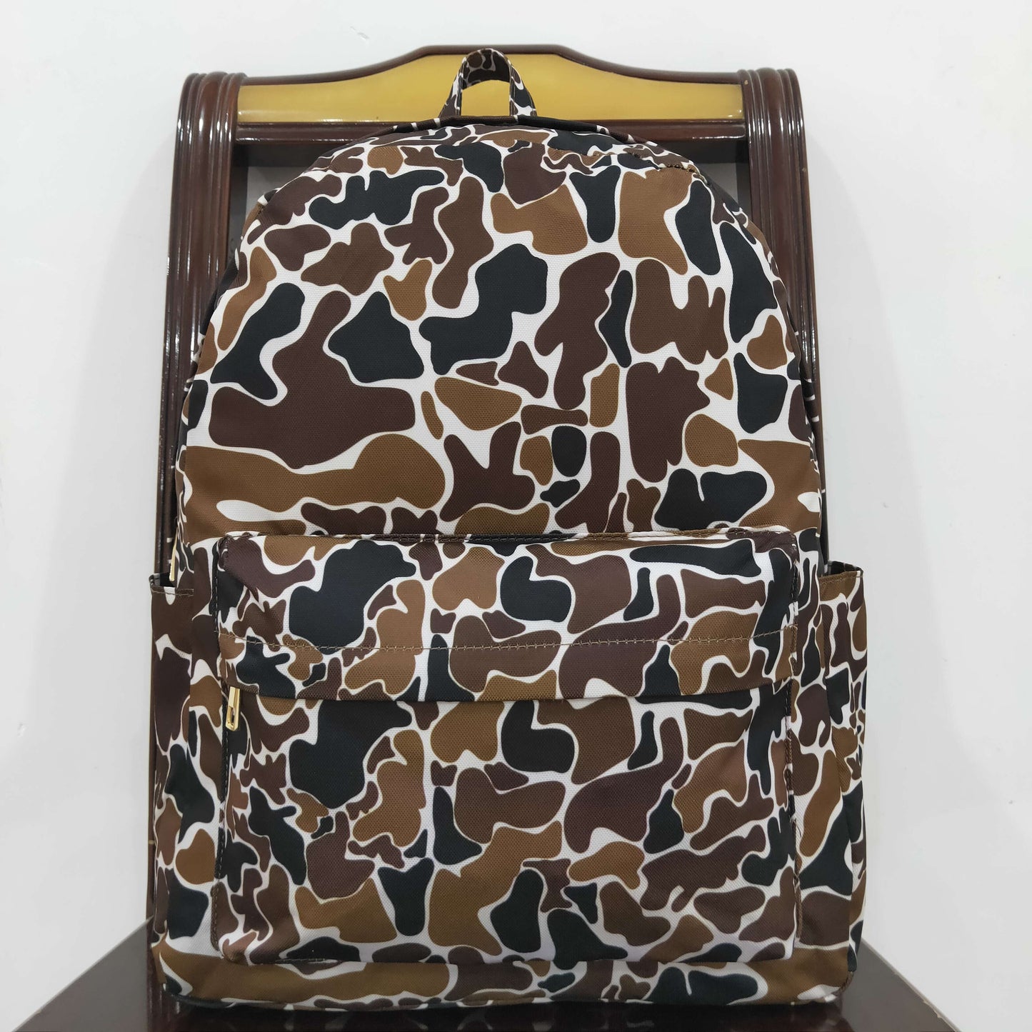 BA0236 Baby Kids Brown Camo Backpack School Book Bags