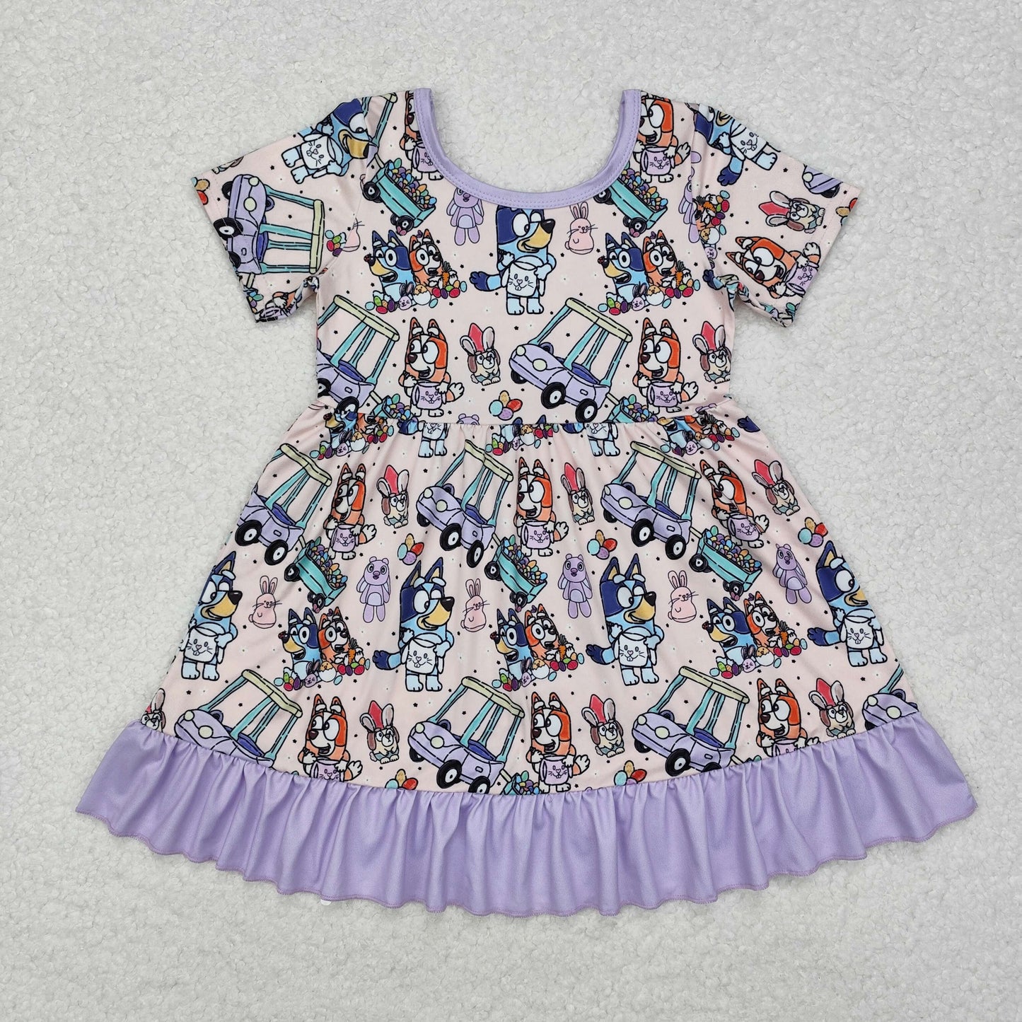 Baby Girls  Short Sleeve Cartoon Dog Easter Dress