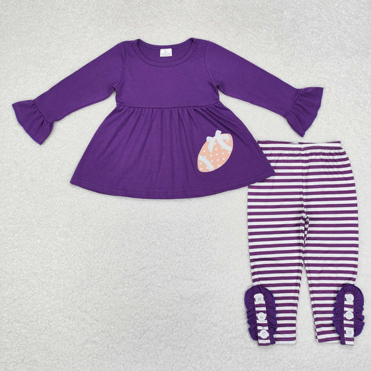 Baby Girls Embroidery Footabll Purple Outfit