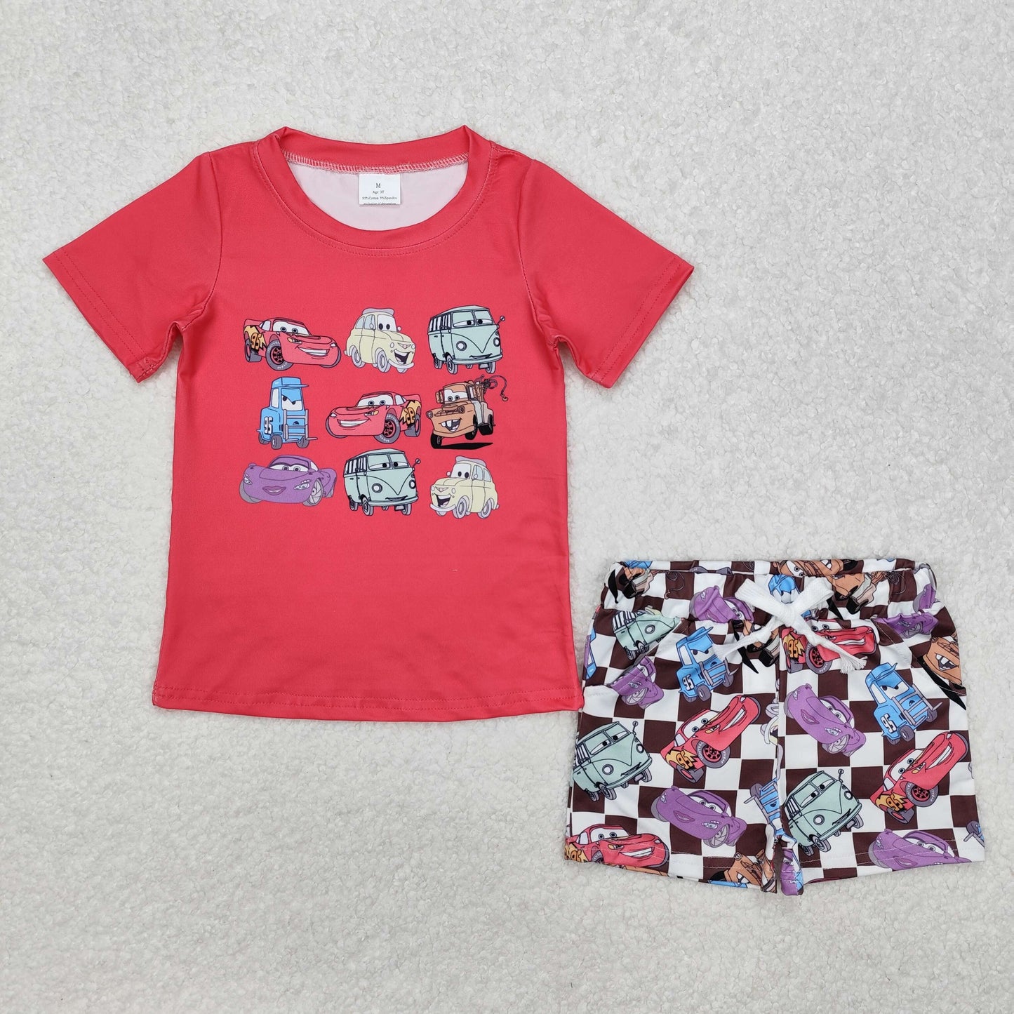 Baby Boys Cartoon Car Shorts Set