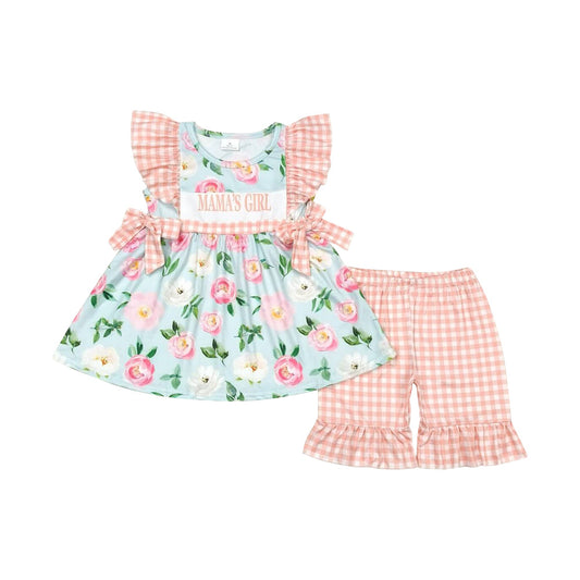 Baby Girls Mama's Girl Gingham Ruffle Shorts Set