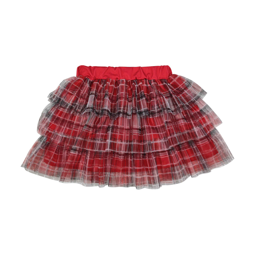 GLK0033 Baby Girls Christmas Plaid Tulle Skirt