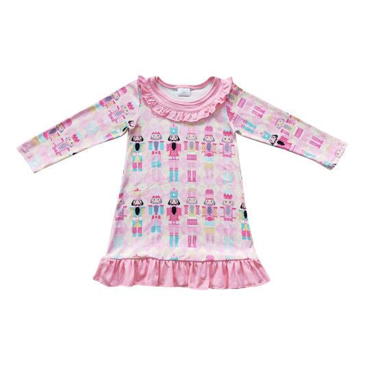 Kids Girls Christmas Pink Long Sleeve Dress