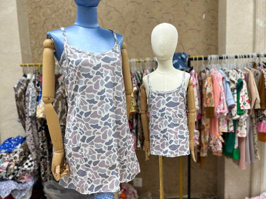 Mommy and Me Old School Camouflage Athletic Strap Dress
