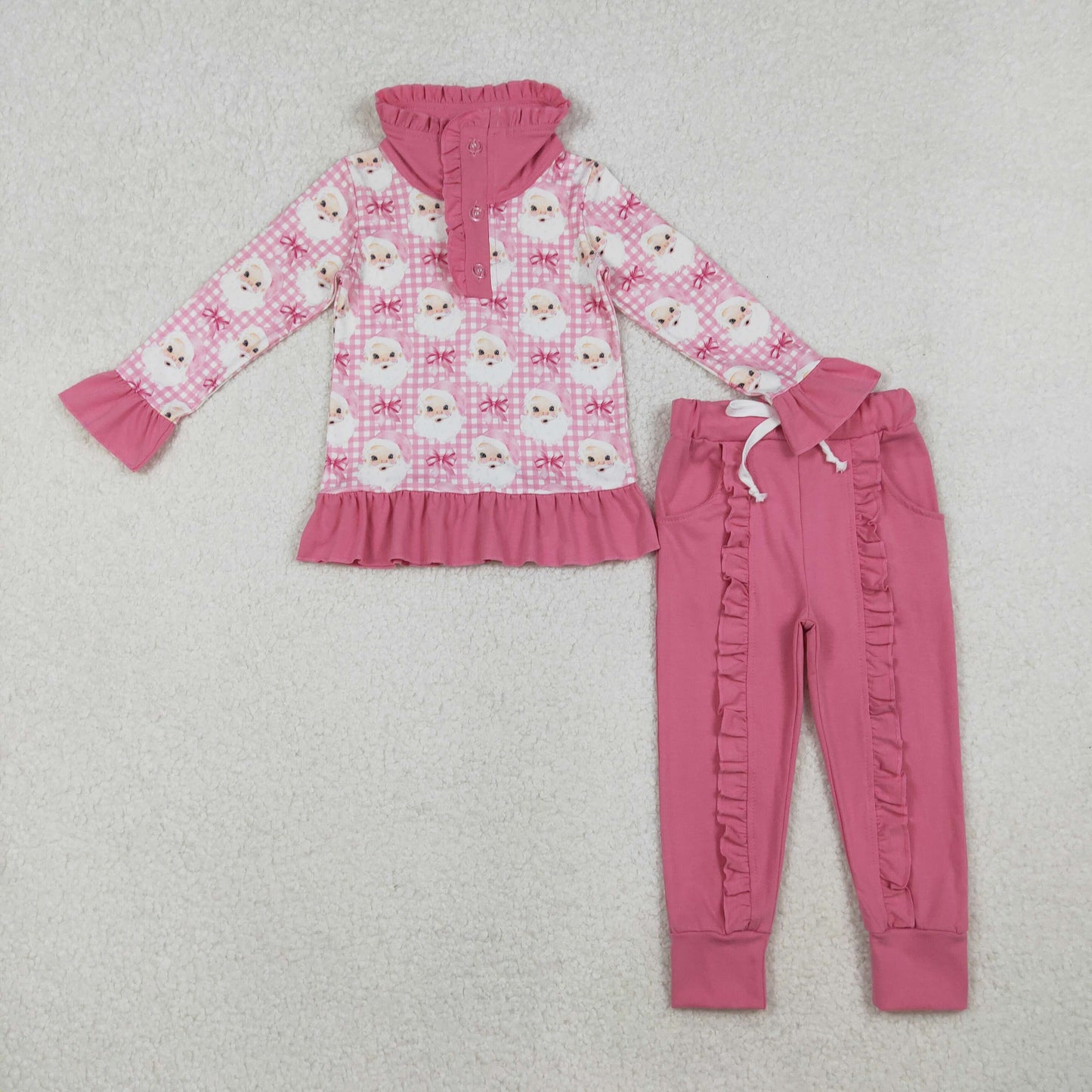 GLP2881 Kids Girls Christmas Santa Pink Pants Outfit