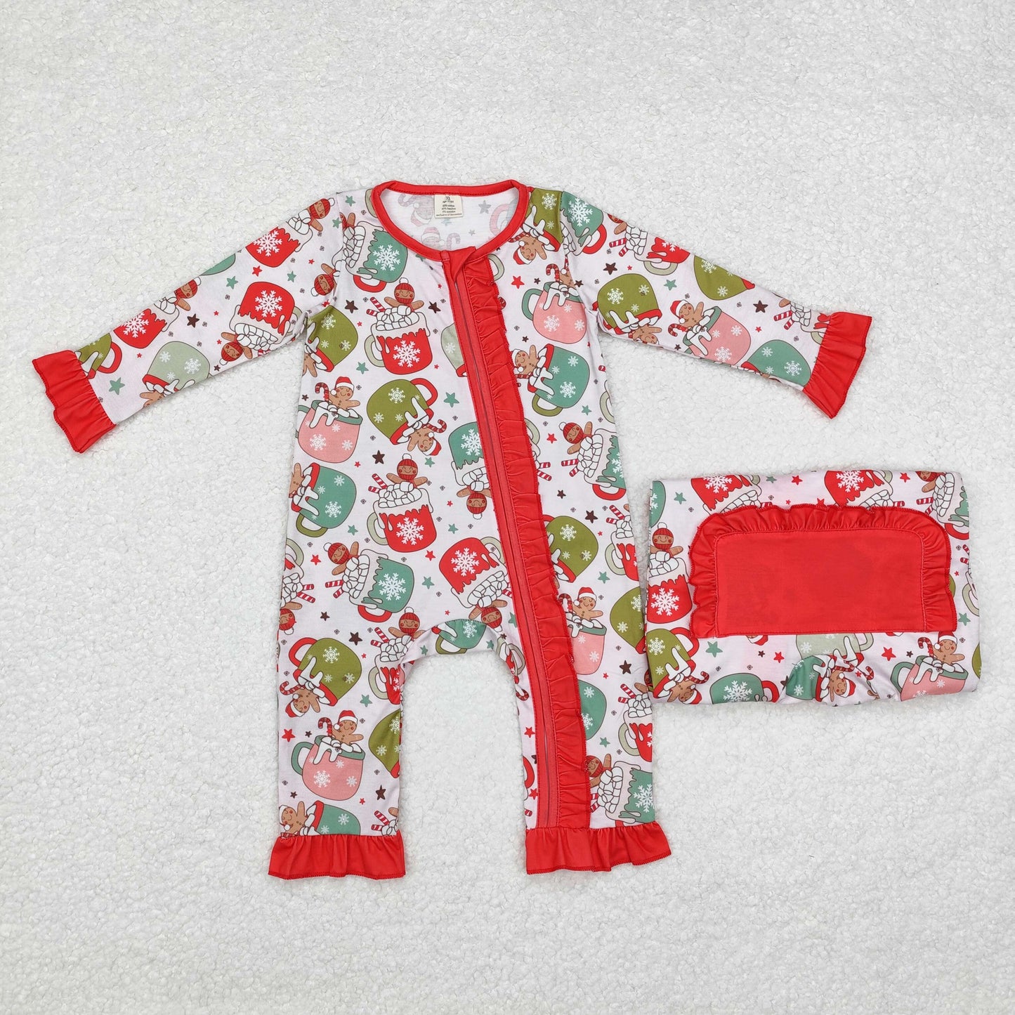 LR1509 Baby Boys Christmas Coffe Gingersnap Zip Romper
