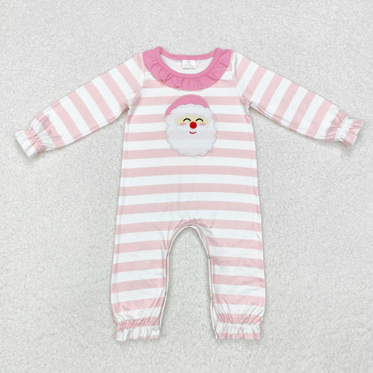 Baby Girls Christmas Santa Pink Striped Romper