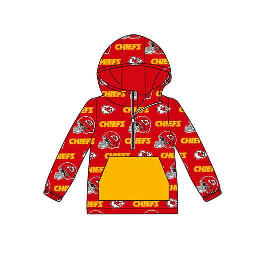 Preorder 5 MOQ Baby Boys  Chiefs Footballs  Team Hooded Tops