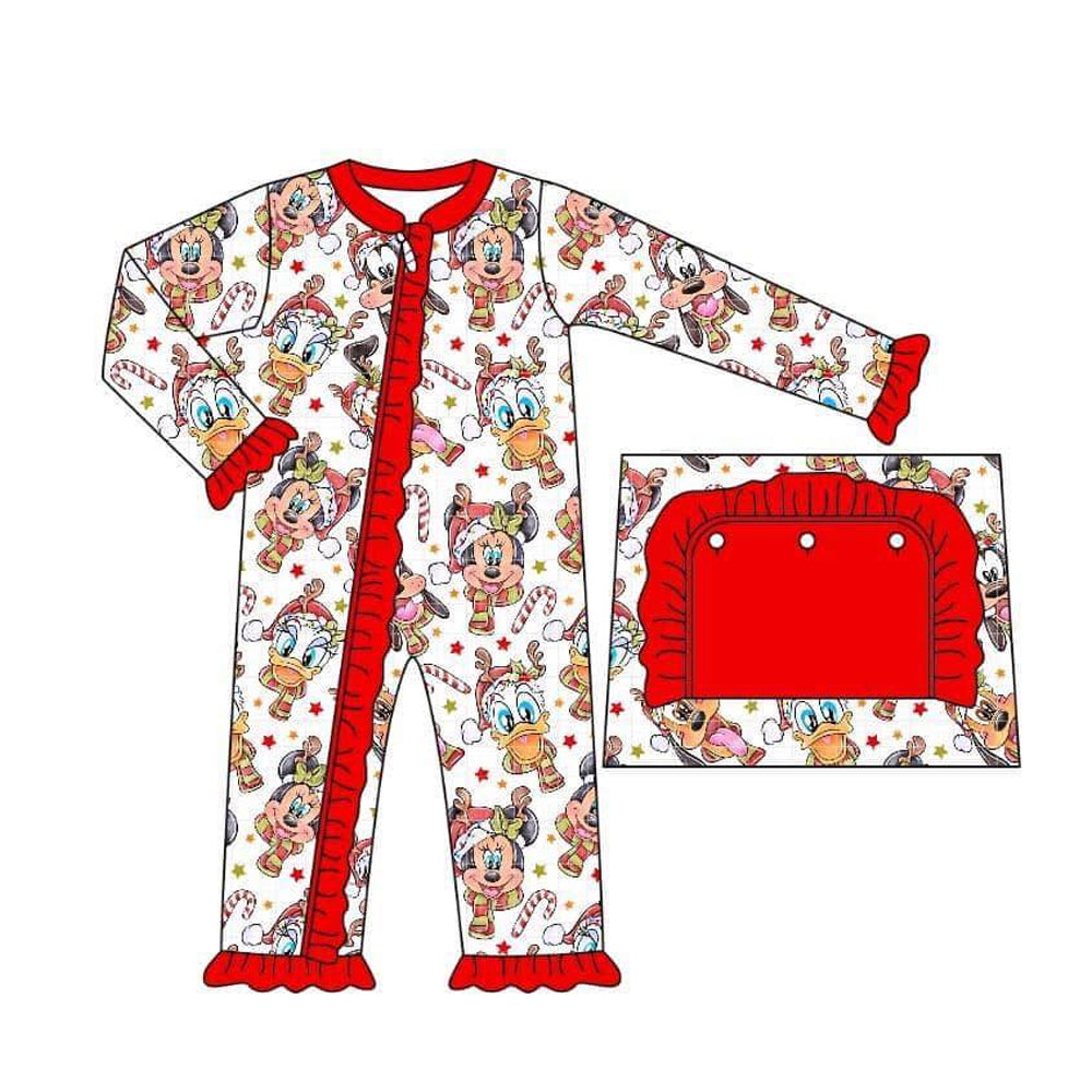 Girls Christmas Cartoon  Long Sleeve Zip Romper Dealine Time :  5th Aug