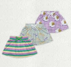 Sibling Baby Girls Boots Pliad Mardi Gras Skirt With Shorts