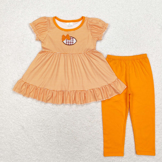 Baby Girls Embroidery Footabll Orange Outfit