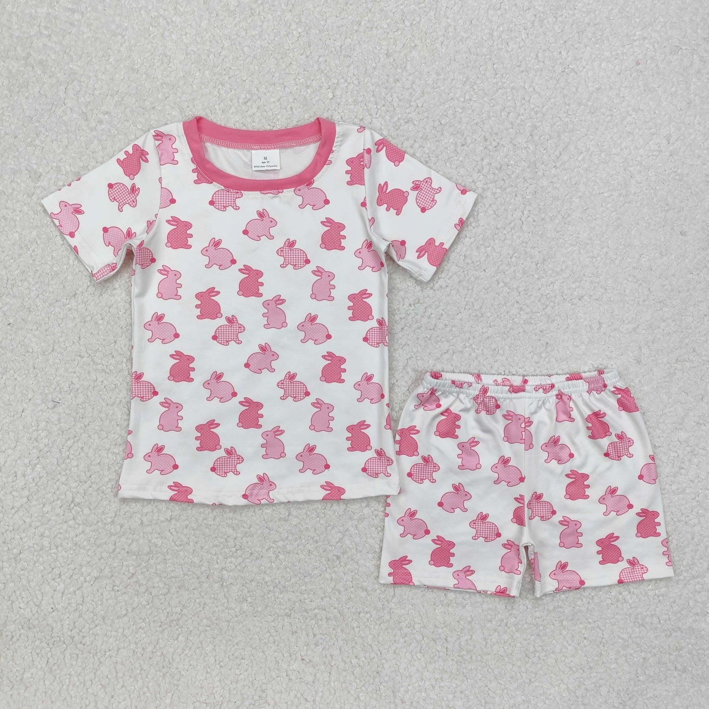 Baby Girls Easter Pink Bunny Top Short Pajamas Set