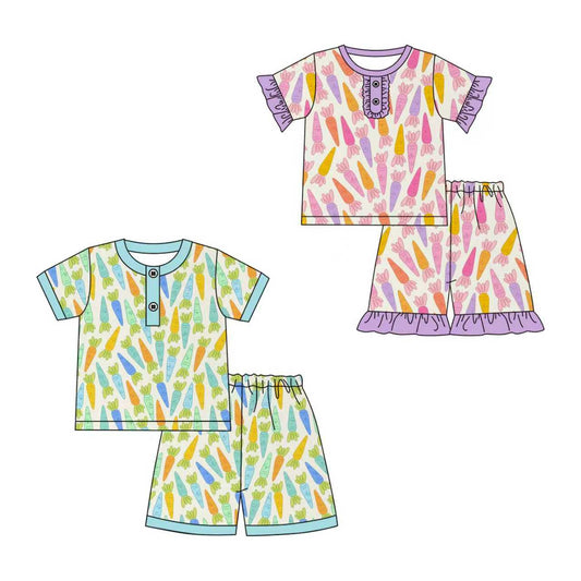 Preorder,5 MOQ Sibling Baby Easter Carrot Shorts Set