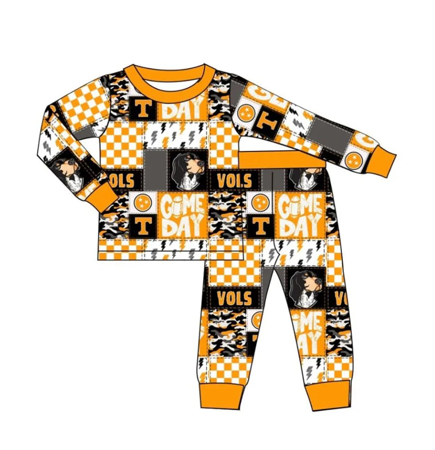 Preorder  5 MOQ， Baby Kids Gameday Vols Team Shirt Top Pants Pajamas Outfits Sets
