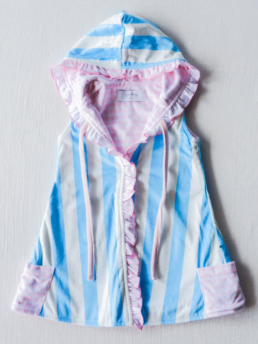 Baby Girls Blue Striped swimming coverup (5 MOQ) Pre order