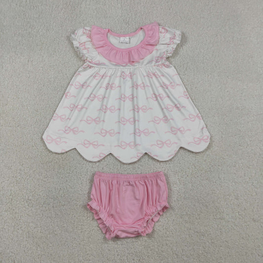 GBO0501  Baby Girls Pink Bow Bummie Set