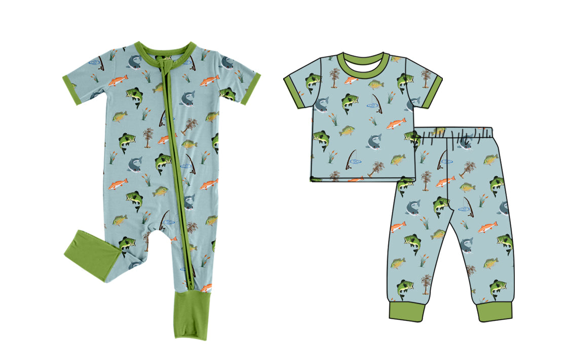 Toddler Baby Brother Fishing Pajama and Romper Preorder