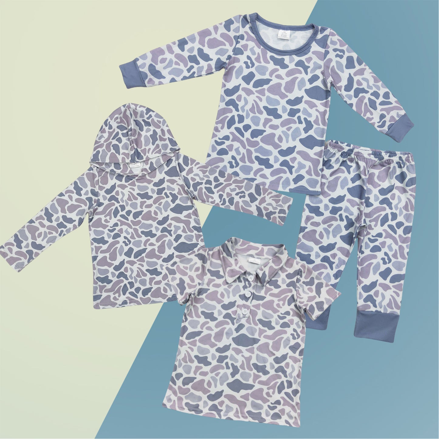 Sibling Baby Boys Old School Camo Pajama Outift/Top