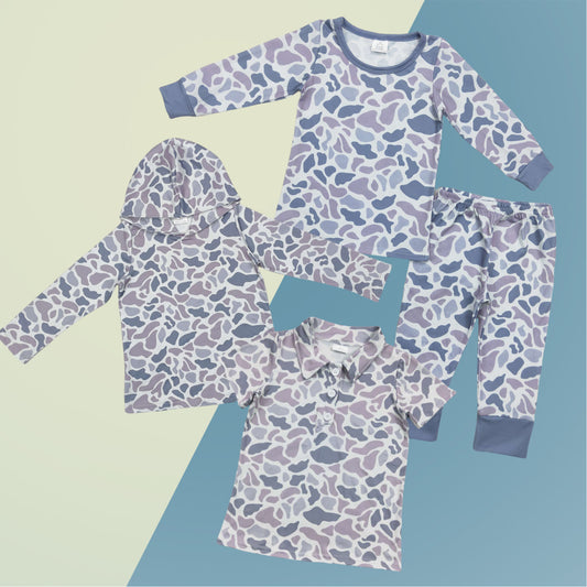 Sibling Baby Boys Old School Camo Pajama Outift/Top