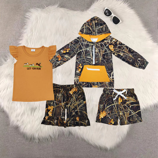 Sibling Baby Girls Boys Camo Shorts Set