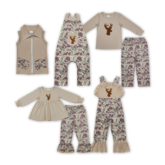 Baby Girls Boys Sibling Reindeer camo Hutning Clothes