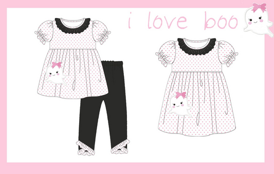 Baby Sibling Halloween  I Lvoe Boo Set and Dress Pre-order