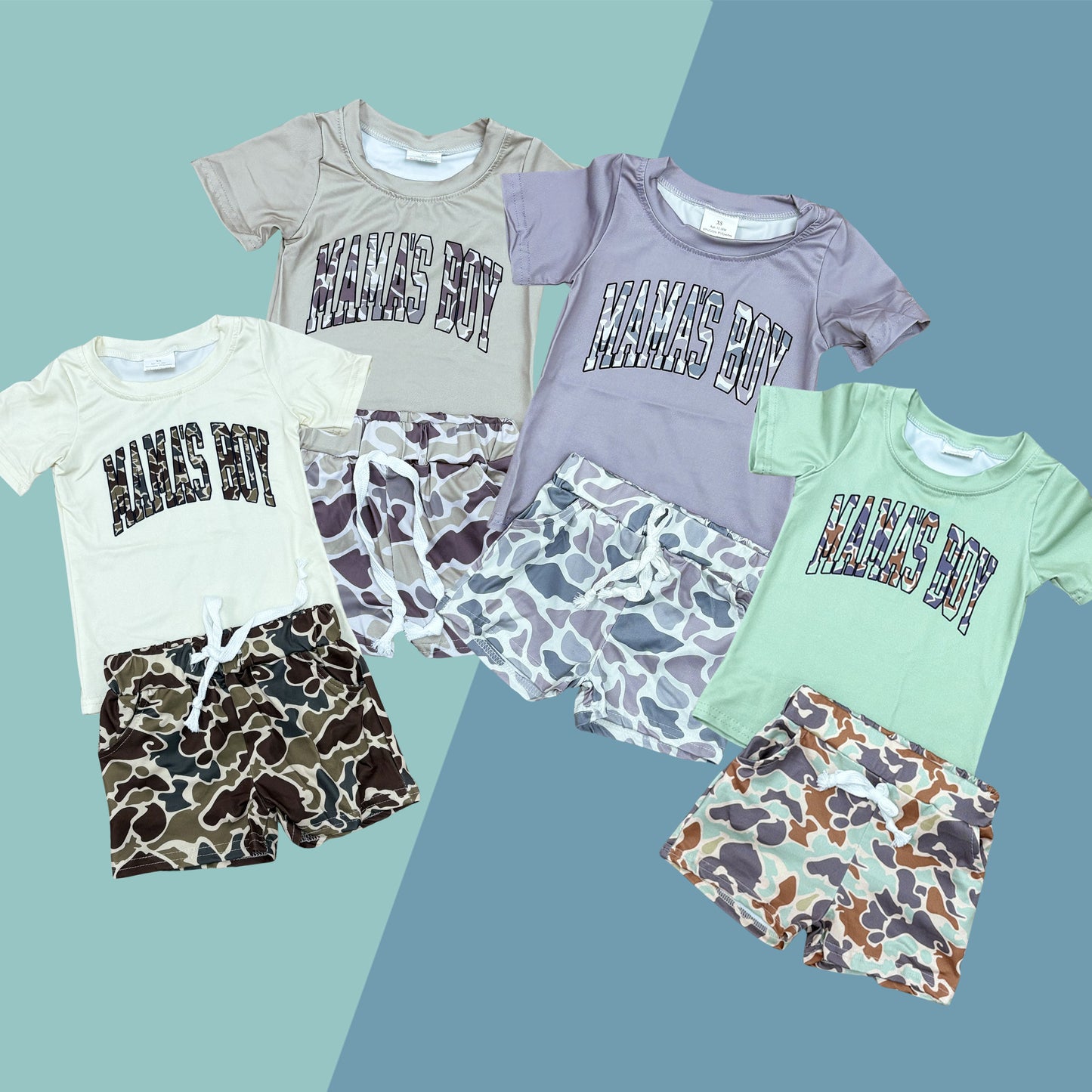 Camo Mama's Boys Sibling Summer Shorts Set
