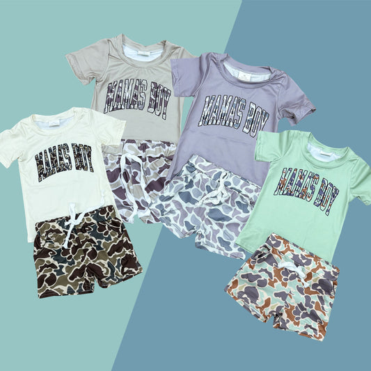 Camo Mama's Boys Sibling Summer Shorts Set