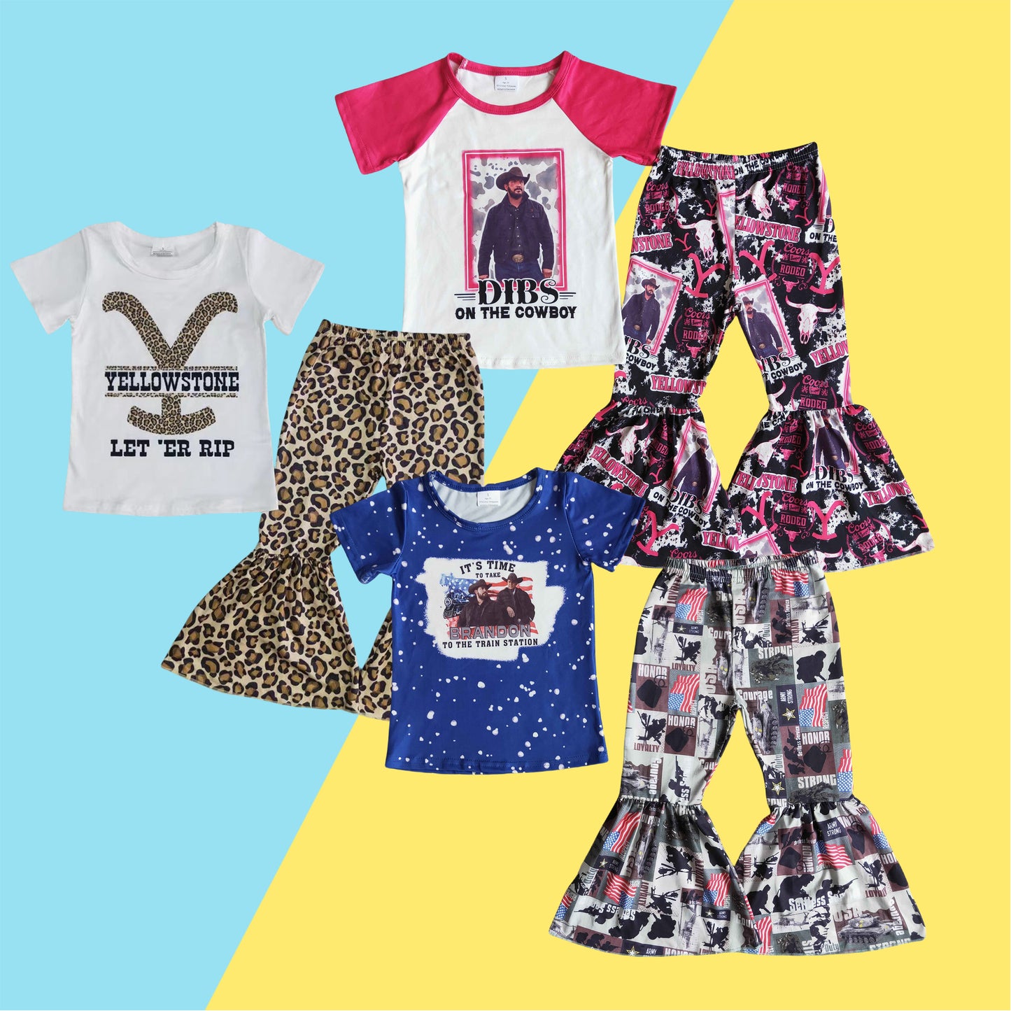 Toddler Girls Singer Bell Bottom Pants Set On Sale