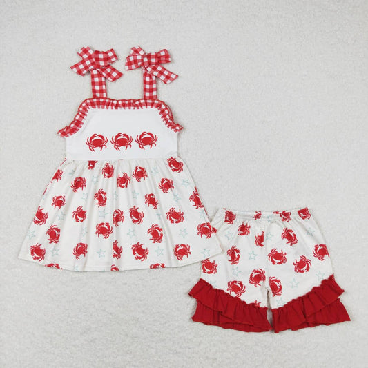 Summer Baby Girls Crab Shorts Outfit