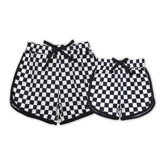 Black Checked Mommy and Me Shorts