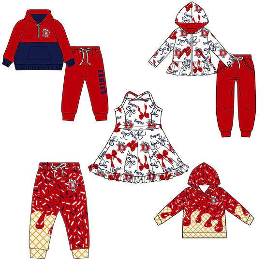 Preorder 5 MOQ Kids Sport Football Team  Eagles Bow Matching Clothing