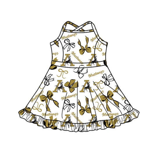 Preorder 5 MOQ Kids Sport Football Team Mustans Bow Matching Clothing