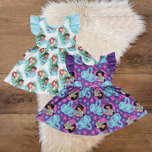 Baby Girls Summer Princess Flutter Sleeve Ruffle Dress ）