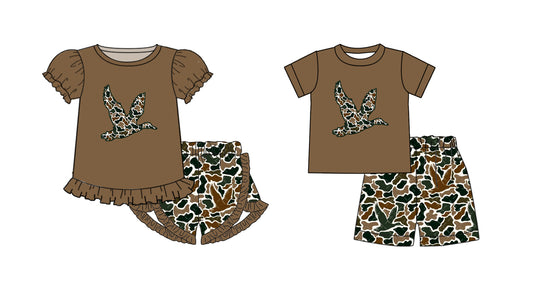 Toddler Baby Sibling Camo Duck Shorts Set Preorder