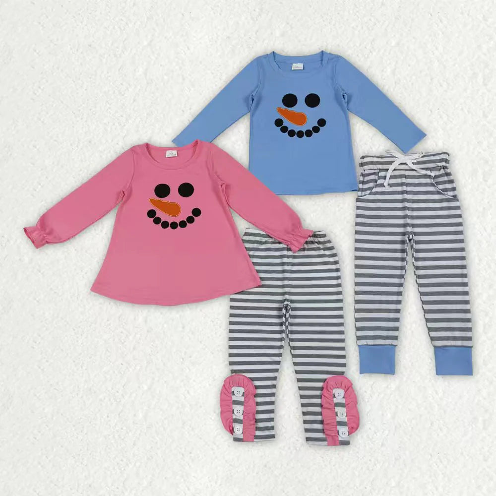 Sibling Baby Boys Girls Winter Applique Snowmen Top With Pants Outfit