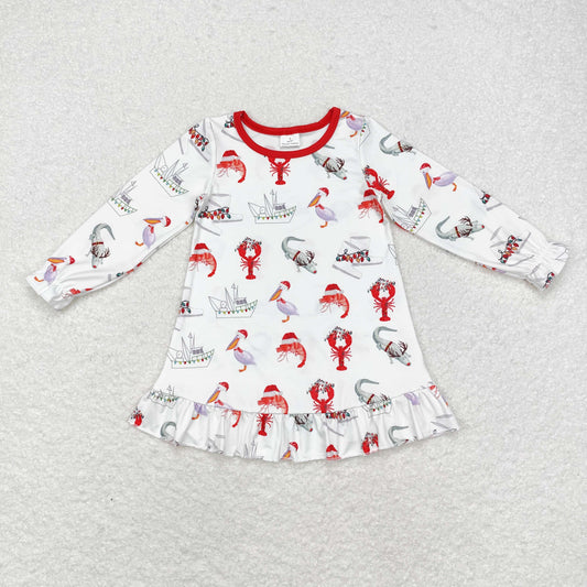 GLD0687 Baby Girls Christmas Caryfish Long Sleeve Dress