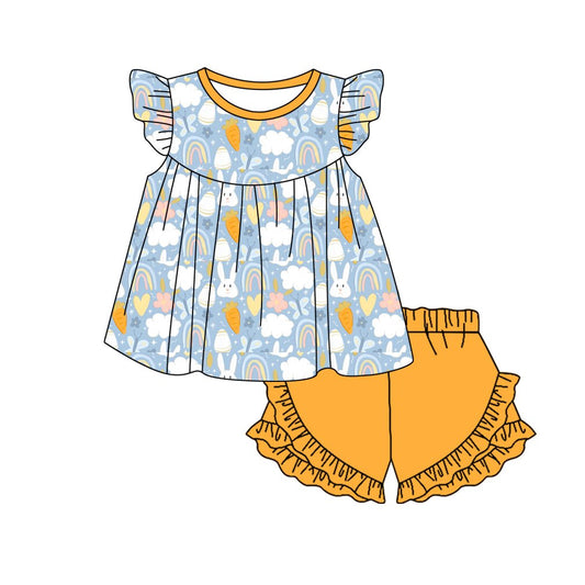 Preorder , 5 MOQ Baby Girls Easter Bunny Shorts Set